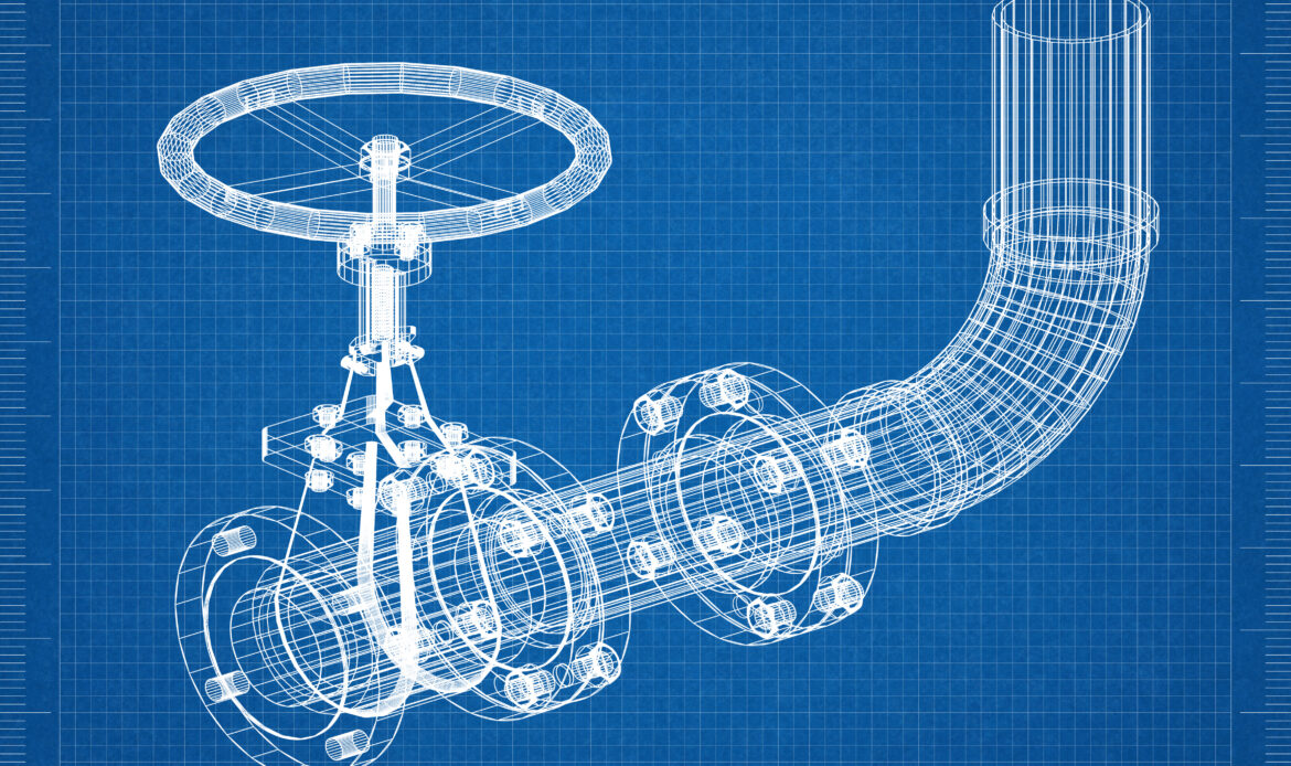 Valve Architect blueprint 3D illustration